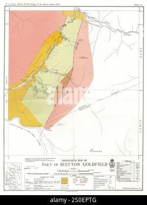 Geologische Karte eines Teils des Reefton Goldfield, Neuseeland, um 1917 Stockfoto