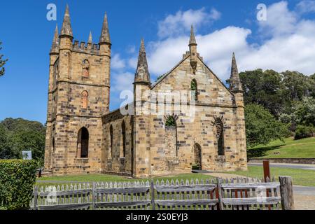 Port Arthur historische Strafstätte und Überreste des Kirchengebäudes, Tasmanien, Australien, 2024 Stockfoto