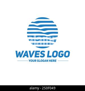 Waves Logo, Abstrakte Waves, Creative Waves, Wave Design, Ocean Wave Logo, Minimale Wellen, Moderne Wellen, Künstlerische Wellen, Stilvolle Wellen, Branding Wellen Stock Vektor