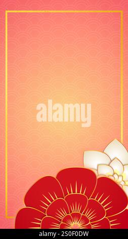 Rosafarbener Hintergrund mit Blumenlaterne Stockfoto