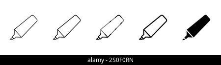 Satz von 5 Markierungssymbolen - 1 Silhouette - ungelöster Vektor - zweifarbiges Markierungssymbol, Schwarzweiß-Vektorgrafik Stock Vektor