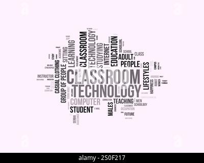 Classroom Technology Word Cloud-Vorlage. Classroom Technology Konzept Vektor tagcloud Hintergrund. Stock Vektor