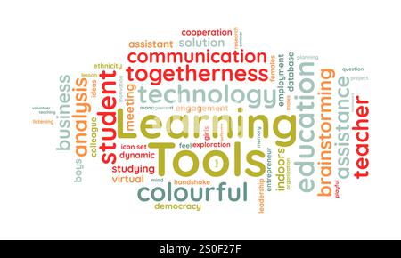 Learning Tools Word Cloud-Vorlage. Learning Tools Konzept Vektor tagcloud Hintergrund. Vektorabbildung. Stock Vektor