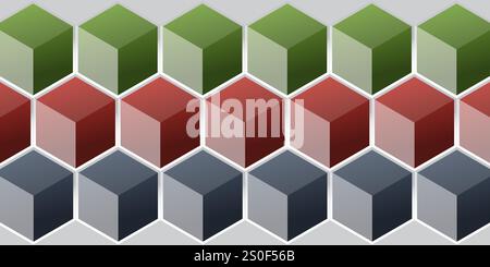 Reihen von farbenfrohen minimalistischen 3D-Cubes-Mustern, moderne Stil-Wide-Scale-Textur - editierbares abstraktes Hintergrunddesign, Vektorvorlage für Web Stock Vektor
