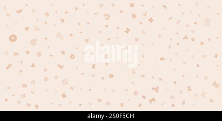 Verschiedene farbenfrohe, zufällig platzierte, große und orientierte Art Deco-Stil Muster mit fetten Zahlen und Buchstaben - Textur auf breitem Hintergrund, Design-Elemente Stock Vektor