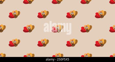 Nahtloses Happy Thanksgiving-Hintergrunddesign mit minimalistischem Truthahnmuster für Grußkarten, Einladungen, Plakate, Poster und Web – Retro-Stil Stock Vektor
