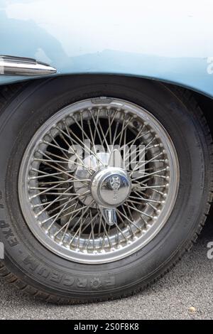 Jaguar EType Drahtrad Stockfoto
