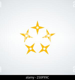 Ein wunderschöner Kreis aus hellen gelben Sternen auf einem sauberen weißen Hintergrund Stock Vektor