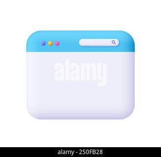 Website-Seite, Browserfenster mit Registerkarte und Suchleiste. Benutzeroberfläche, Computersoftware, Web-Entwicklungskonzept. Symbol für 3D-Vektor. Cartoon Minimal styl Stock Vektor