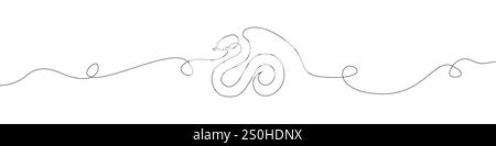 Einzeiliger Vektorhintergrund für das Symbol Schlange. Schlangensymbol. Durchgehende Kontur eines Schlangensymbols. Stock Vektor