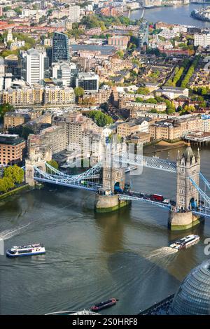 Tower Bridge, Themse, Blick von The Shard, London, England, Großbritannien Stockfoto