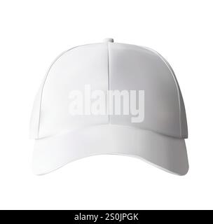 Realistisches minimales weißes Baseballmütze-Modell für Branding, individuelles Logo-Design, Bekleidung und Merchandise-Präsentation. Stock Vektor