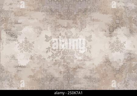 Elegantes Vintage-Blumenmuster in sanften Beige- und Grautönen, das einen zeitlosen, eleganten Hintergrund für jedes Design schafft. Stock Vektor