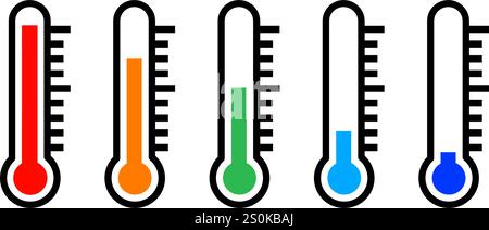 Set von Thermometersymbol, heiß, kalt Stock Vektor