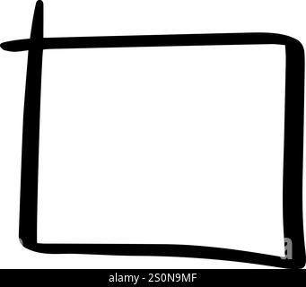 Unregelmäßiger, von Hand gezeichneter quadratischer Rahmen mit schwarzem Markierer, der sich perfekt zum Hervorheben wichtiger Inhalte eignet und einen Hauch von Authentizität verleiht und die Aufmerksamkeit auf sich zieht Stock Vektor