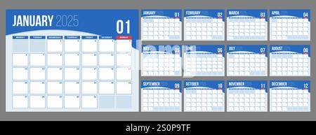 Blauer Geschäftskalender 2025 im Corporate Style Stock Vektor