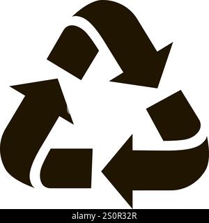 Universelles Recycling-Symbol mit drei im Uhrzeigersinn drehenden Pfeilen, die einen Mobius-Streifen bilden, der den Prozess der Umwandlung von Abfallstoffen in darstellt Stock Vektor