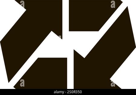 Vier rotierende Pfeile erzeugen ein dynamisches Bild, das auf einen kontinuierlichen Zyklus hindeutet, symbolisiert die Kreislaufwirtschaft und fördert das Konzept von Stock Vektor