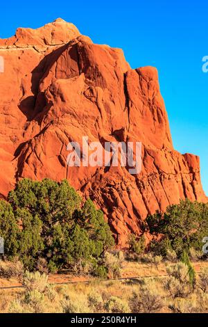 Das Kodachrome Basin ist ein Spektakel mit massiven Sandsteinkaminen, die sich ständig von Grau und weiß bis hin zu Rottönen wechseln, die der Stimmung des Tages entsprechen. Stockfoto