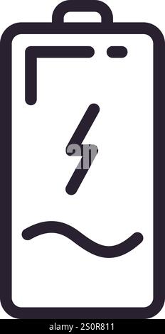 Minimalistische Vektorillustration, die eine Akkuladung darstellt und Energie, Strom, Stromversorgung und Ladevorgang eines Geräts symbolisiert Stock Vektor