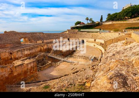 Das Amphitheater Tarragona ist ein römisches Amphitheater in der Stadt Tarragona in der spanischen Region Katalonien. Stockfoto