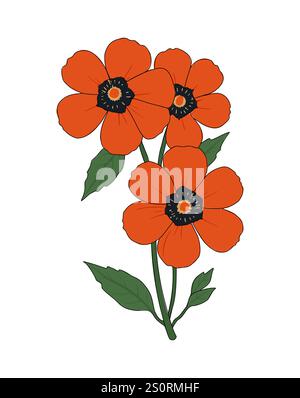 Rote Blumen eleganter Blumenstrauß Vektor auf weiß Stock Vektor