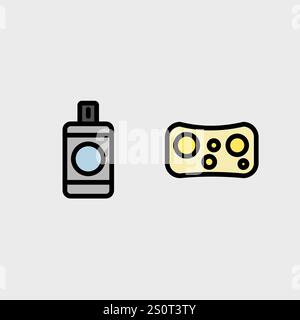 Symbolsatz für Badezimmer, Hygiene oder Friseur. Stock Vektor