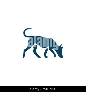 Schwarze Hundesilhouette auf weißem Hintergrund, Vektor-Silhouette des Hundes auf weißem Hintergrund, Katze oder Hundepfote Symbol. Pfoten-Symbol. Symbol Hund, Katzenpfote. Zoo. Hund, Katze. Stock Vektor