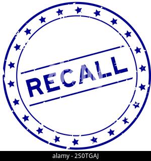 Grunge blau erinnern Wort rund Gummi-Siegel-Stempel auf weißem Hintergrund Stock Vektor