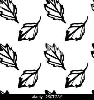 Elegantes nahtloses Blumenvektormuster mit handgezeichneten botanischen Elementen im linearen Schwarz-weiß-Stil, ideal für Verpackungen und Textilien Stock Vektor