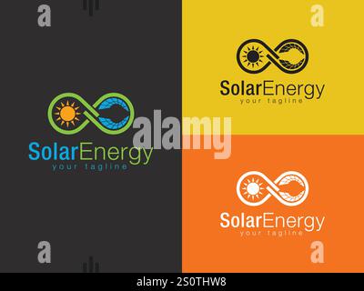 Solarkollektor-Logo-Vektor-Symbol des natürlichen Energie-Designs Stock Vektor
