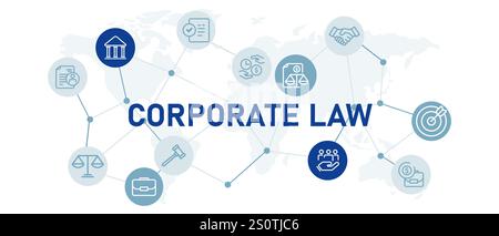Gesellschaftsrecht Gesellschaft Rechtsberatung Rechtsanwaltsdienst Kartellinsolvenzschutz Unternehmensregulierungsberatungsdienste Stock Vektor