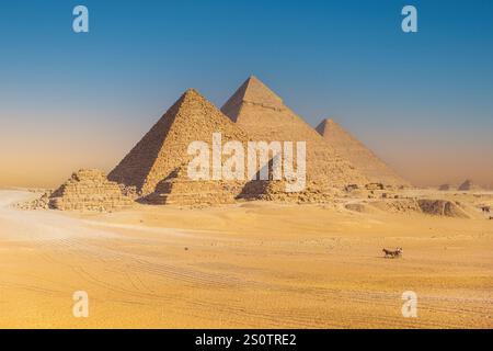 Die große Pyramidenanlage von Gizeh in Kairo, Ägypten. Stockfoto