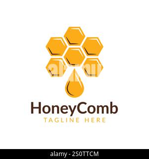 Honigkamm Logo Vorlage Design Vektor, Emblem, Honey Design Konzept, Kreatives Symbol, Stock Vektor
