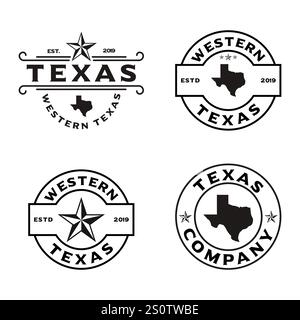 Retro Western Country Emblem Texas Logo Design Stock Vektor