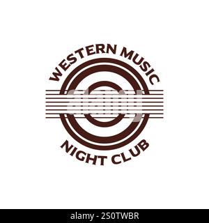 Musik Nachtclub Gitarrensiegel Logo Design Vektor Illustration Stock Vektor