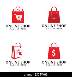 Design-Vorlage für Online-Shop-Logos. Shopping-Logo Stock Vektor