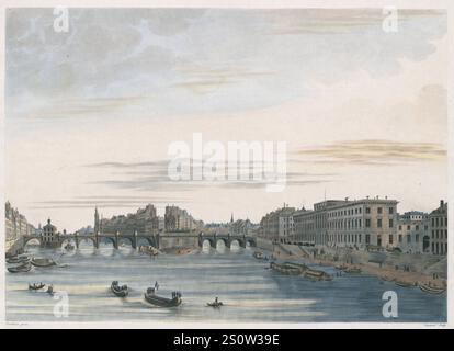 Vue du Pont Neuf, Prise du Pont des Arts. Aus Sicht von Paris, graviert von Pierre-Charles Coqueret (gue de paris) aus den 1800er Jahren Stockfoto