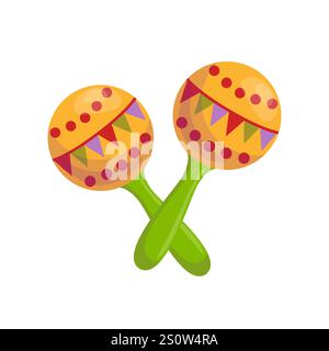 Eine lebendige Vektor-Illustration von Maracas mit ethnischen Mustern, die das kulturelle Erbe widerspiegeln. Diese Musikinstrumente eignen sich perfekt zum Hinzufügen Stock Vektor