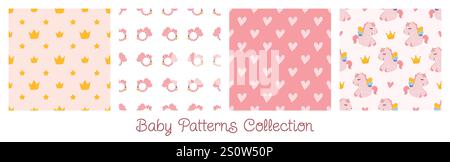 Nahtlose Babymuster-Kollektion. Vektorkacheln. Stock Vektor