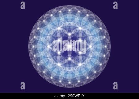 Samenblume des Lebens Lotussymbol, Logo Mandala heilige Geometrie, Symbol für Harmonie und Balance. Mystischer Talisman, weiße Kreise Linien Vektor isoliert Stock Vektor