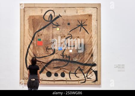 Frau umringt von einem Vogelflug in der Nacht, 1968, Joan Miró, Barcelona, Katalonien, Spanien Stockfoto