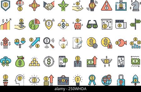 Investitionssymbole hochwertige Vektorsymbole mit bearbeitbarer Kontur. Ideal für professionelle und kreative Projekte. Stock Vektor
