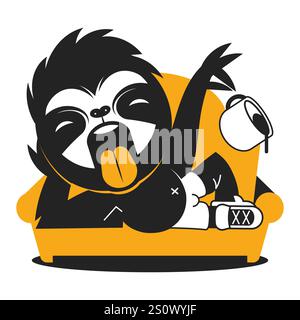 Handgezeichnete Vektor-Illustration eines niedlichen Faultier-Superhelden, mit Schriftzeichen Zitat sei dein eigener Held. Isolierte Objekte auf weißem Hintergrund. Skandinavische Str. Stock Vektor