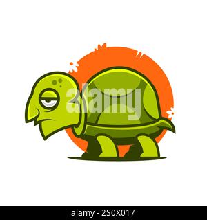 Meeresschildkröte Vektor-Illustration. Niedliche Meeresschildkröten-Karikatur-Clipart, Tier im flachen Stil. Meerestiere, Unterwassertiere, Meerestiere, Meereslebewesen c Stock Vektor