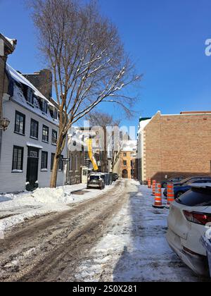 Blick nach Norden auf die Rue des Graubündes in Quebec City, Quebec, Kanada Stockfoto