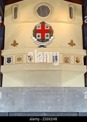 Montreals Wappen Concordia Salus im Chalet du Mont-Royal in Montreal, Quebec, Kanada Stockfoto