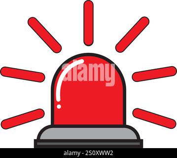 Sirene Feuer Alarm Zeichen, Signal Gefahr Licht Symbol, Krankenwagen Polizei Alarm Vektor Illustration. Stock Vektor