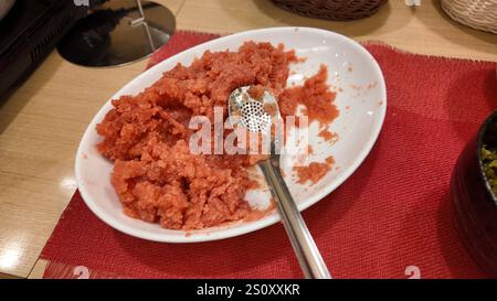 Dezember 2024 Frühstückslokal in der Nähe der Yawata Station, Kitakyushu City, Präfektur Fukuoka. Stockfoto