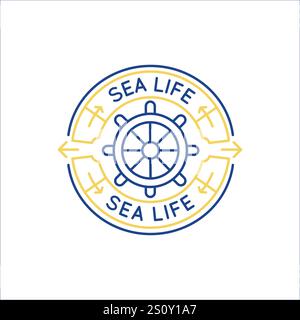 Einfaches Logo mit Sea Life-Symbol Stock Vektor